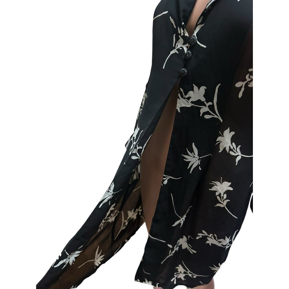 VANY Women’s Sheer Black Floral ButtonDown Shirt Dress Long Sleeve Cover-Up.SZ-8 - Picture 6 of 8